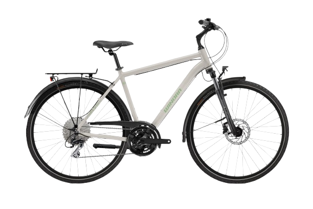 VTC homme Winora Domingo X24 High coloris noir mat avec porte-bagages et garde-boue.